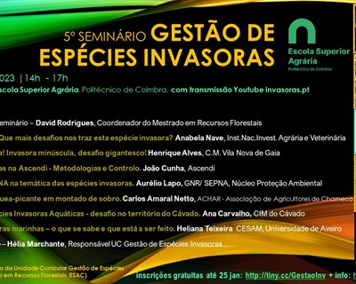 Agrária de Coimbra promove 5.º Seminário "Gestão de Espécies Invasoras"