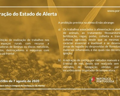 Declaração de estado de alerta devido às previsões de altas temperaturas