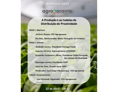 Webinar Agrogarante decorre dia 22 de abril