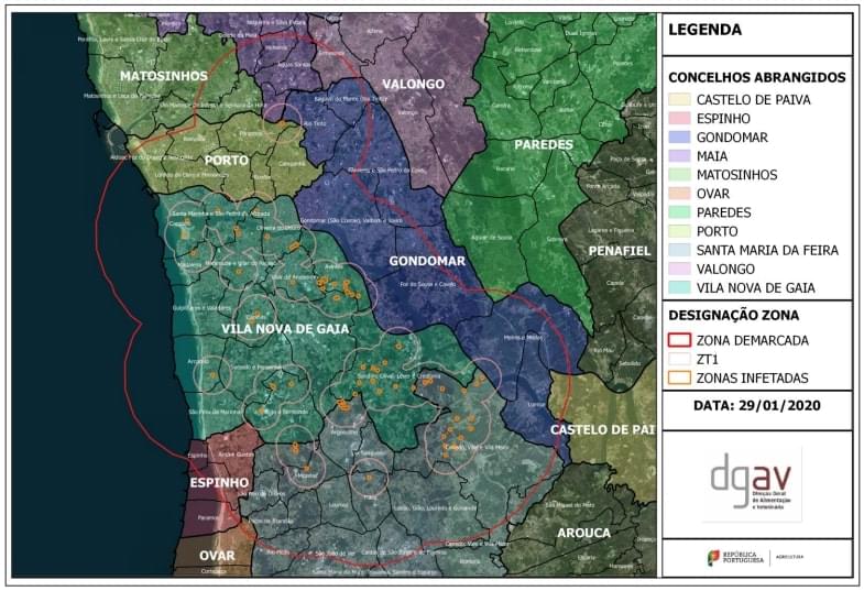 Mapa da Zona Norte de Portugal