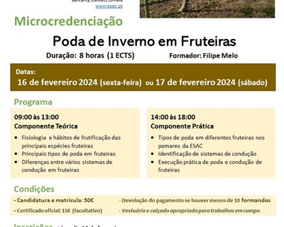 Cursos de poda de inverno na Agrária de Coimbra