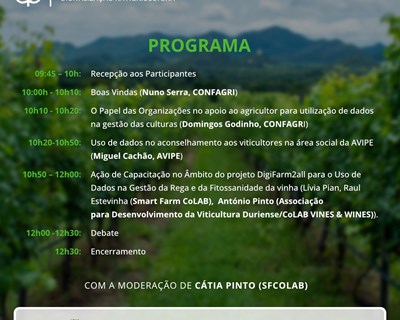 DigiFarm2all para o sector da vinha e sob a temática: Dados, do processamento à decisão