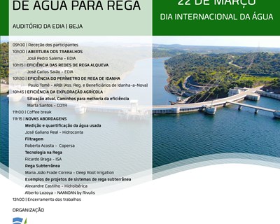 Evento "Eficiência do Uso da Água para Rega" dia 22 de março
