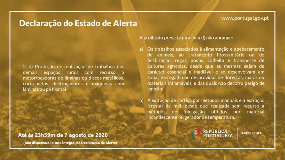 Ministério da Agricultura Estado de alerta